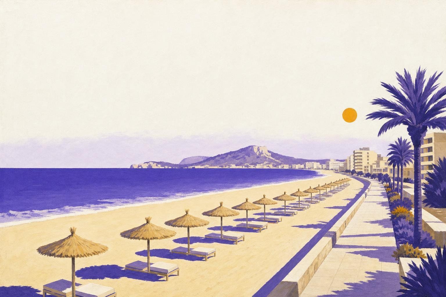 Cala Millor long golden beach with modern promenade and resort facilities - East coast Mallorca transfer