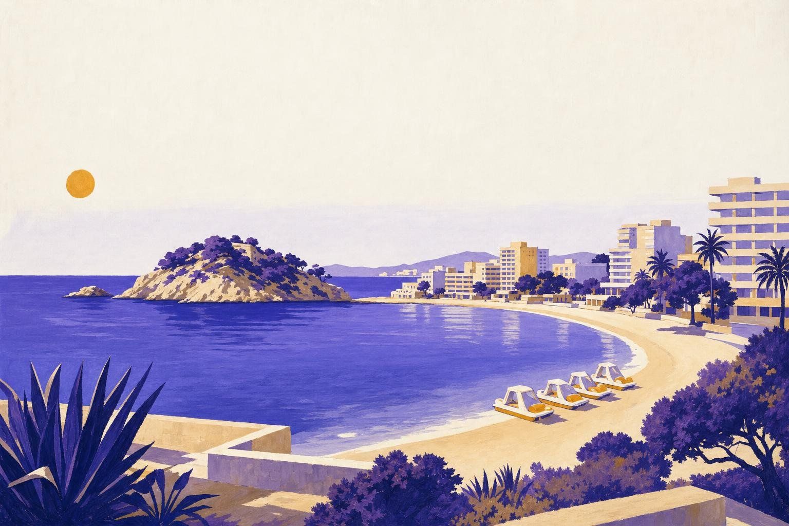 Magaluf vibrant beach resort with golden sand and entertainment district - Southwest Mallorca airport taxi